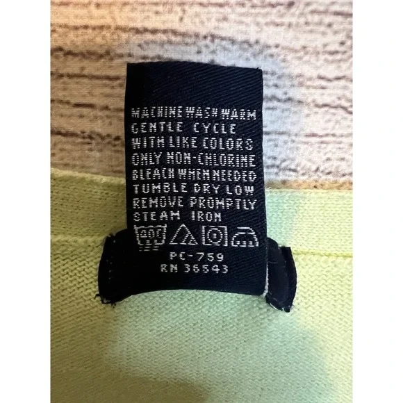 Women's IZOD Argyle Cardigan Sweater Mint Green And Black size XS Button Up - Picture 4 of 5